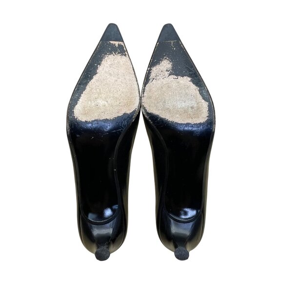 Stuart Weitzman Women’s Black Leather Corseting Heels Narrow Dress Shoes Size 7 - Picture 7 of 9